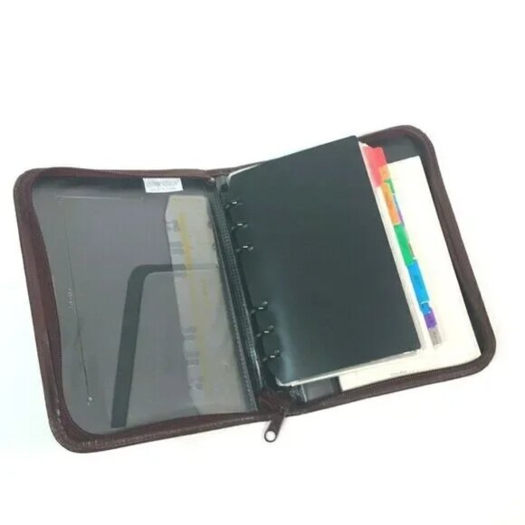 Lillian Vernon Maroon Agenda Planner Address Book Genuine Leather Binder Office - Picture 5 of 16